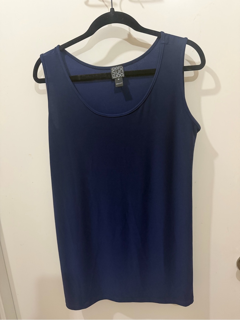 Clara Sun Woo XL Navy Sleeveless Stretch Tank Top Made in USA